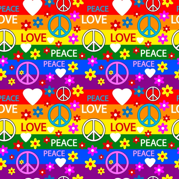 Seamless pattern with symbols of the hippie Stock Vector
