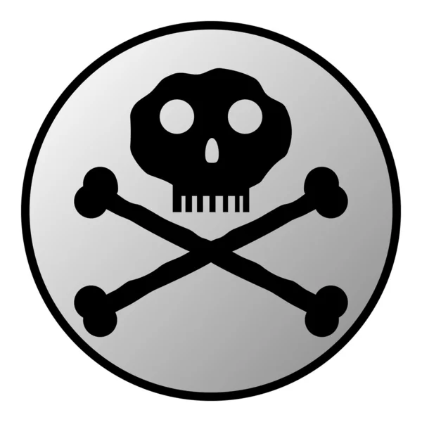 Botón de señal de peligro de cráneo y huesos — Archivo Imágenes Vectoriales