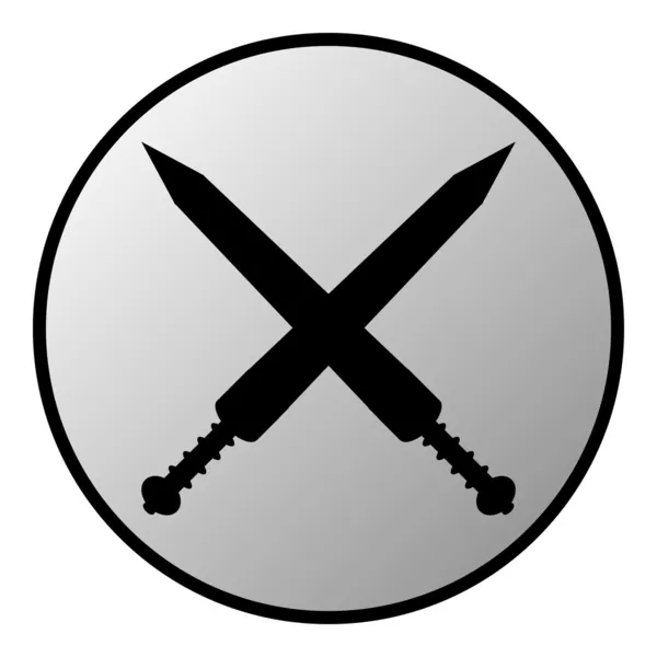 Crossed gladius swords button — Stock Vector