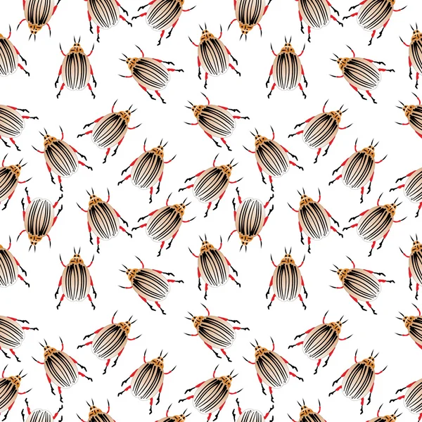 Colorado potato beetles seamless pattern — Stock Vector