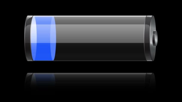 Nabíjení baterie sklo modré — Stock video