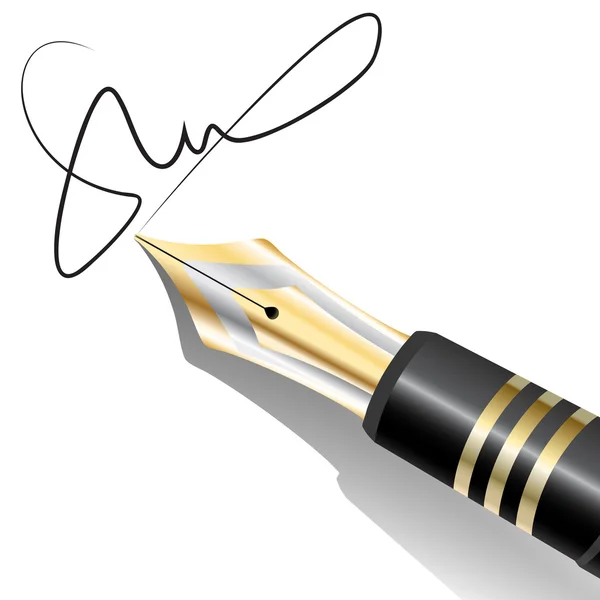 Pluma de tinta Firma — Vector de stock