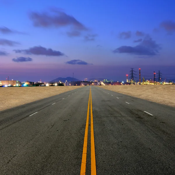 Petrochemical plant at sand desert — Stock Photo, Image