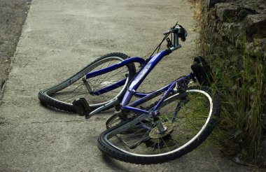 Deformated bicycle after accident clipart