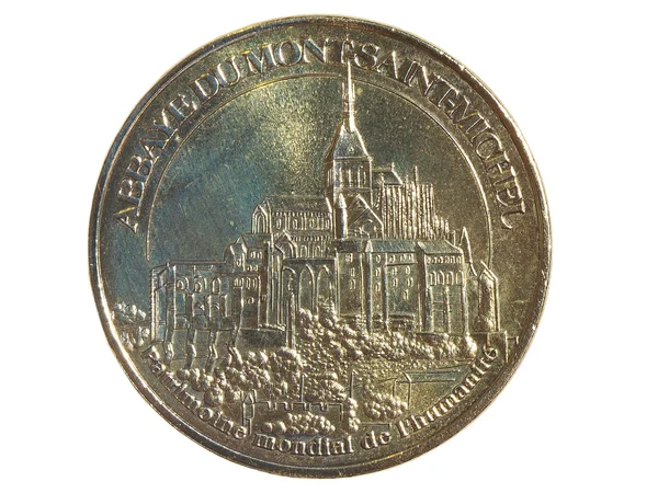 Moneda de recuerdo con imagen de Mont Saint Michel — Foto de Stock