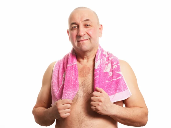 Havlu tutan orta yaşlı adam — Stok fotoğraf
