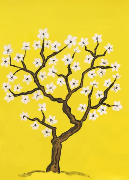 Весеннее дерево в цвету, живопись — стоковое фото