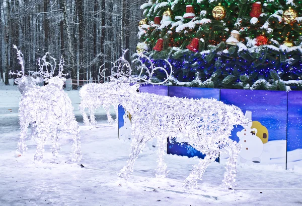 Noel, Moskova elektrik geyikler — Stok fotoğraf