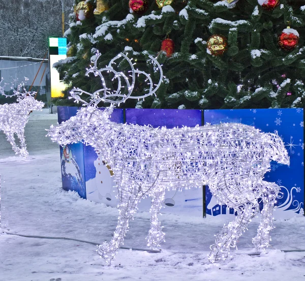 Electric deers on Christmas, Moscow — Stock Photo, Image