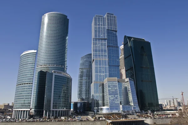 Moscow, skyscrapers in business centre Moscow-city. — Stock Photo, Image