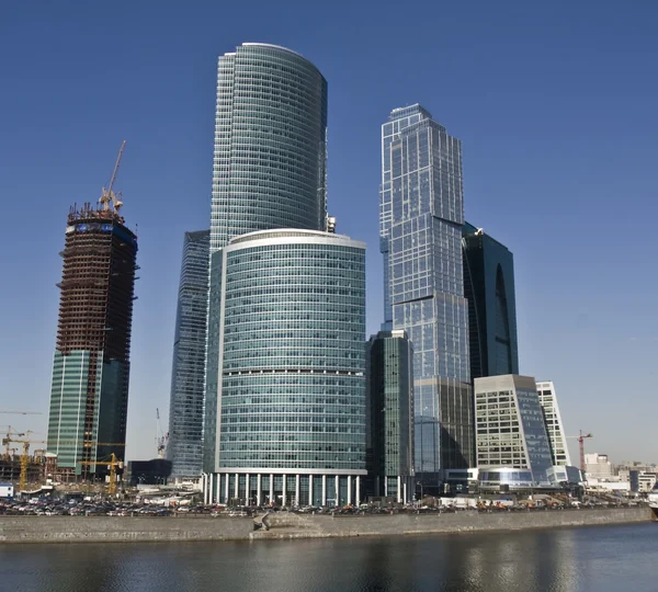 Moscow, skyscrapers in business centre Moscow-city. — Stock Photo, Image