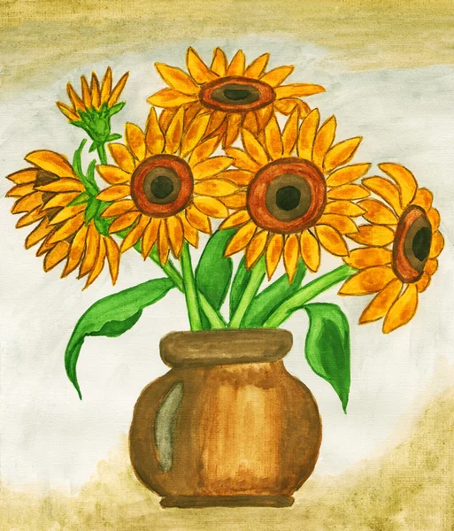 Sunflowers, painting — Stock Photo, Image