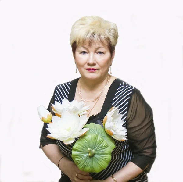 Portrét ženy s bílým lotus — Stock fotografie