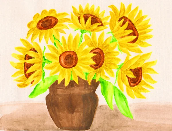 Sunflowers, gouache — Stock Photo, Image