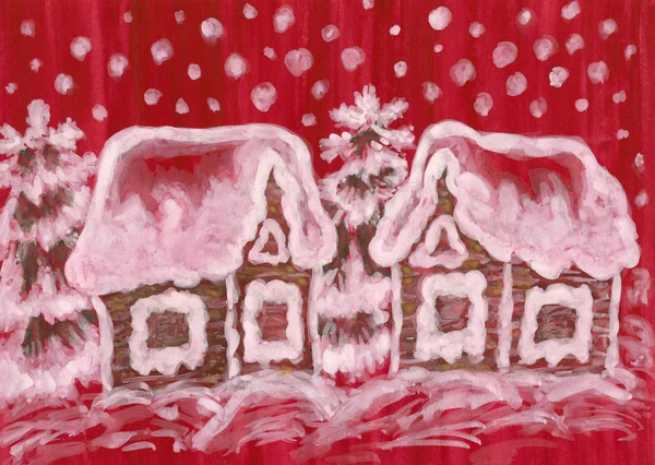 Christmas picture on crimson background — Stock Photo, Image