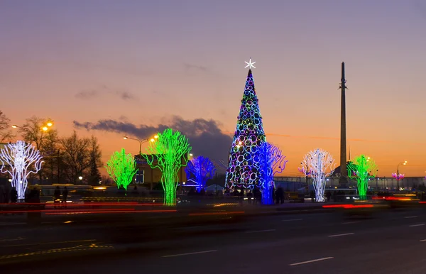 Árbol de Navidad y árboles eléctricos, Moscú —  Fotos de Stock