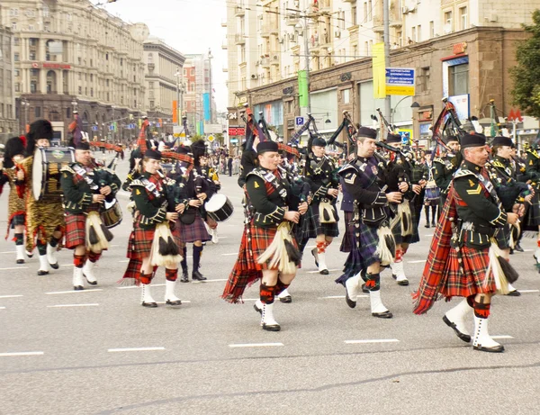 Orquestra da Escócia em parada em Moscou — Fotografia de Stock