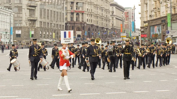 法国在莫斯科游行的乐队 — 图库照片