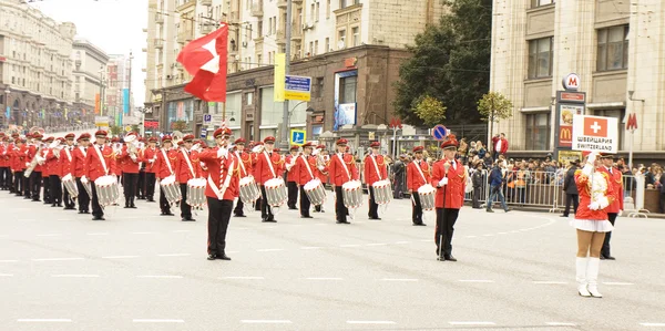 瑞士在莫斯科游行的乐队 — 图库照片