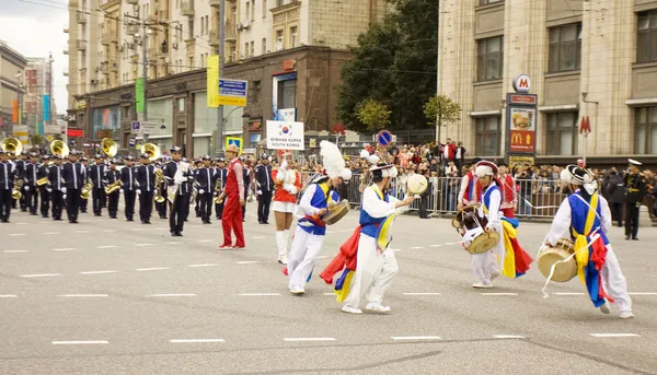 Koreanisches Orchester bei Parade in Moskau — Stockfoto
