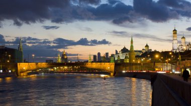 Sunset'teki Moskova Kremlin