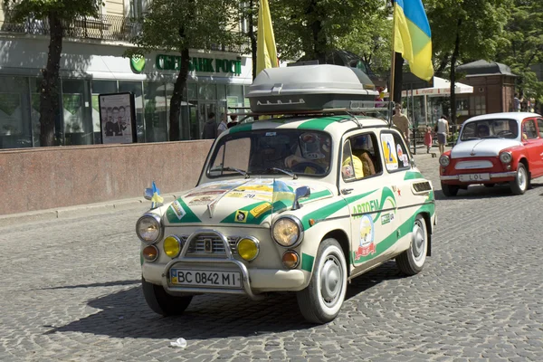 Lwow Ukraina Maja Rosyjski Ukraiński Stare Retro Samochodów 1960 Tych — Zdjęcie stockowe