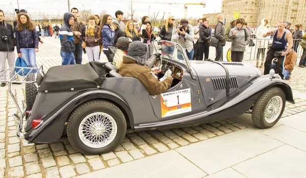 Retro car Morgan on rally of classical cars, Moscow — Stock Photo, Image