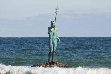 Sculpture of Neptune in sea near the beach in resort complex St. St. Constantine and Helena, Varna province, Bulgaria.
