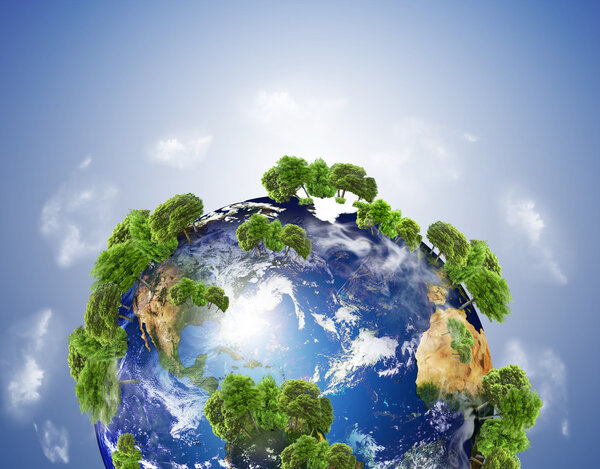 Земля с различными элементами на ее поверхности
.