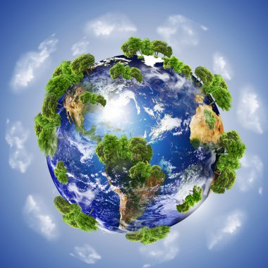 Earth with the different elements on its surface. clipart