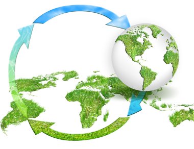 Yeşil otlar harita üzerinde dünya