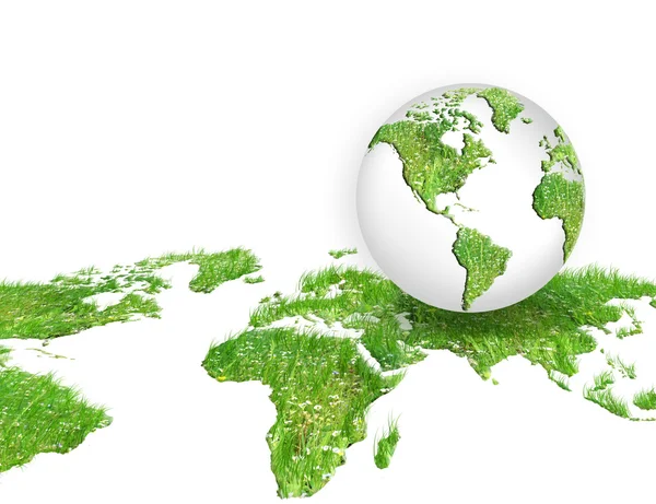 Globe on the green grass map — Stock Photo, Image