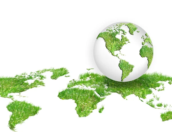 Globe on the green grass map — Stock Photo, Image