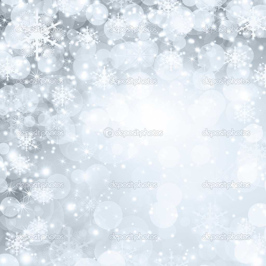 Snowflakes and stars descending on background