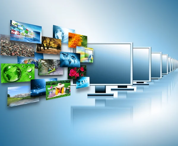 Conceito de tecnologia de produção de televisão e internet — Fotografia de Stock