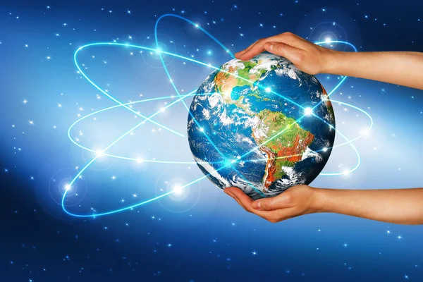 Globe kezét, Dél és Észak-Amerika — Stock Fotó