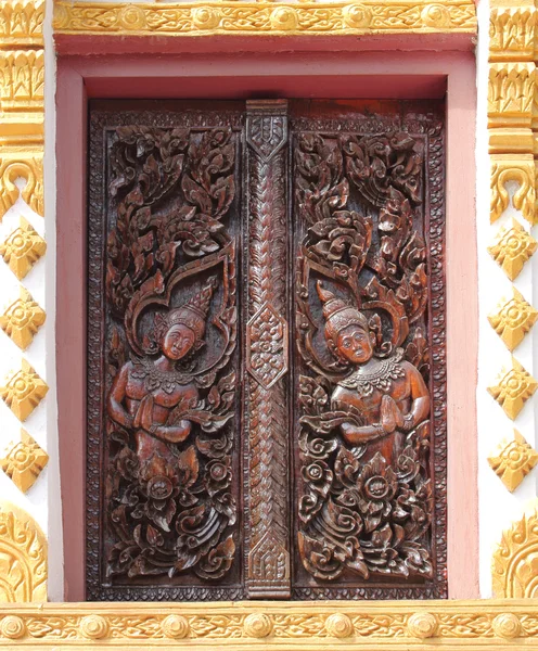 Das buddhistische Klosterfenster, laos — Stockfoto