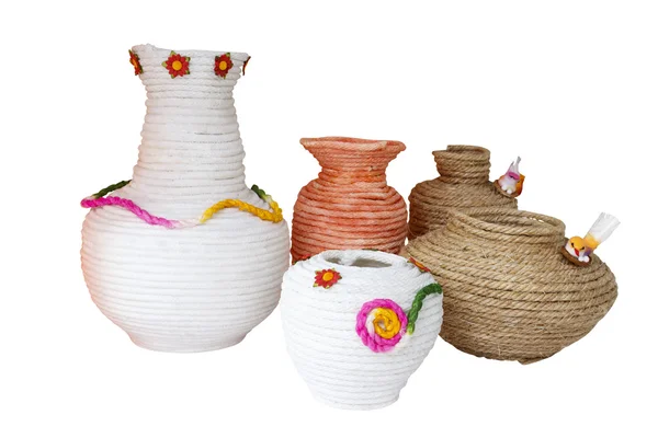 Kézzel készített kötél vázák — Stock Fotó