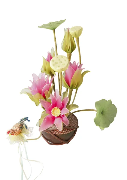 Textillotusblume in der Vase — Stockfoto