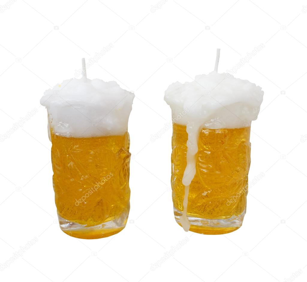 Yellow beer glass candle