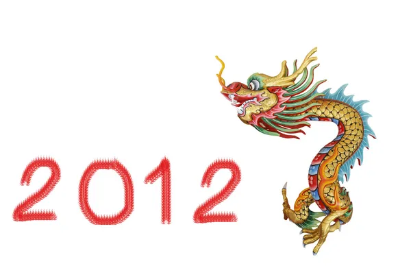 Chinese dragon statue and number 2012 — Stock Photo, Image