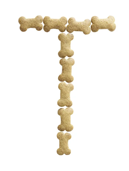 Bone Shape Dog food Letter T — Stock Photo, Image