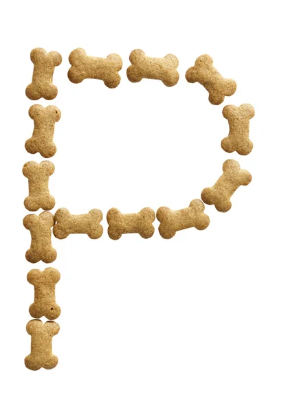 Των οστών σχήμα σκύλου τροφίμων γράμμα p — Φωτογραφία Αρχείου