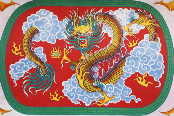 Chinesischer Drache an der Decke in chinesischem Tempel — Stockfoto