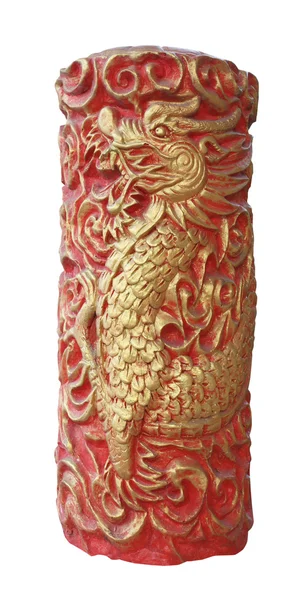 Dragão chinês coluna de gesso — Fotografia de Stock