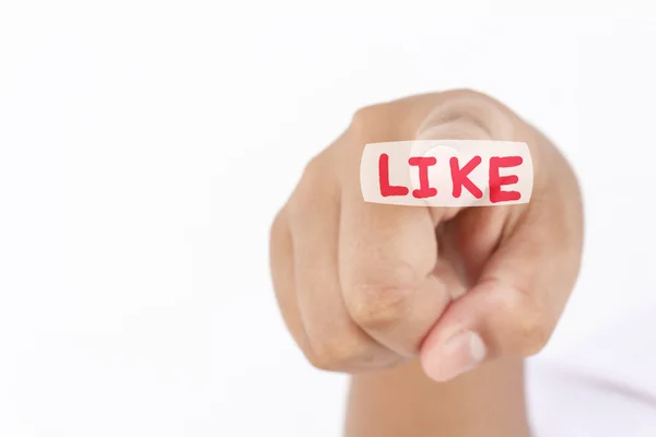 Man finger push "LIKE" button — Stock Photo, Image