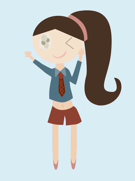 Caricature de fille au revoir main — Image vectorielle