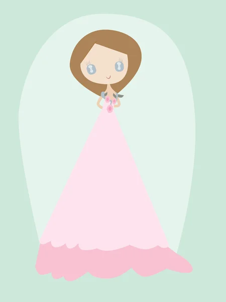 Junge Frau im Hochzeitskleid — Stockvektor