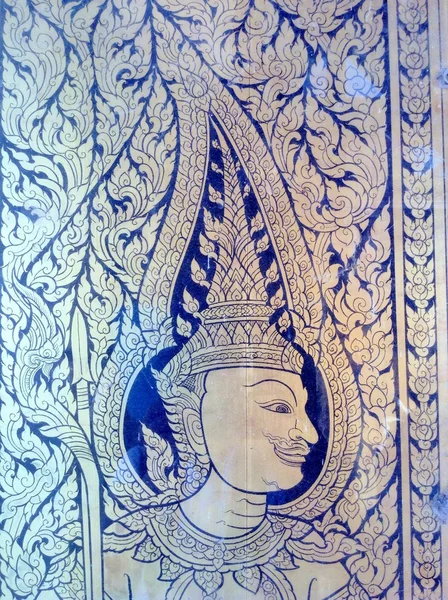 Thai art painting on the door at Wat Pramahatad Chiya, Surat Thani, Thailand on October 15,2013. — Stock Photo, Image