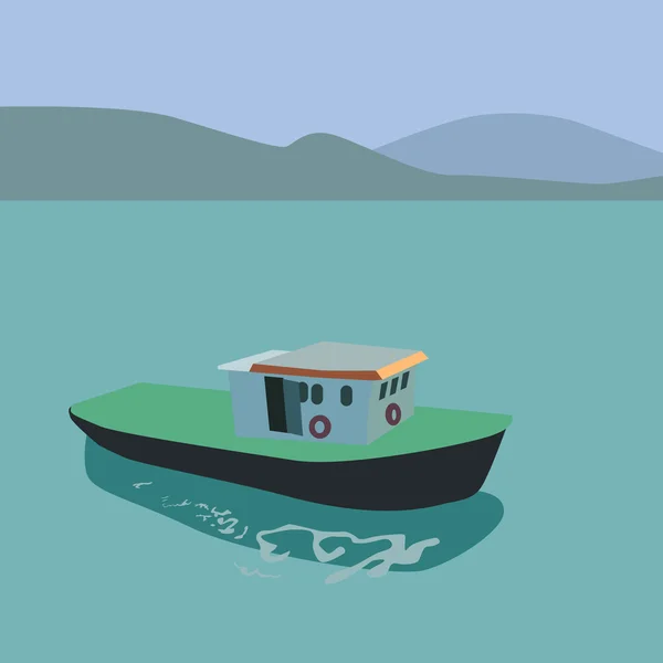 Βάρκα στην θάλασσα — Διανυσματικό Αρχείο